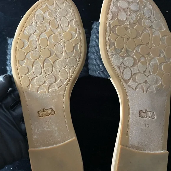 Coach Women's Black and Gold Slide Sandals - Picture 4 of 5